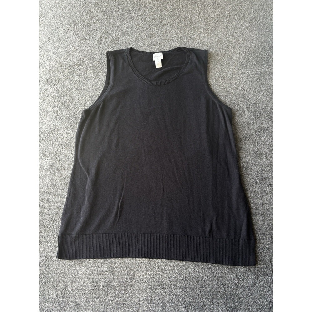 Chicos Sweater Tank Womens 3 Black Knit Sleeveless Scoop Neck